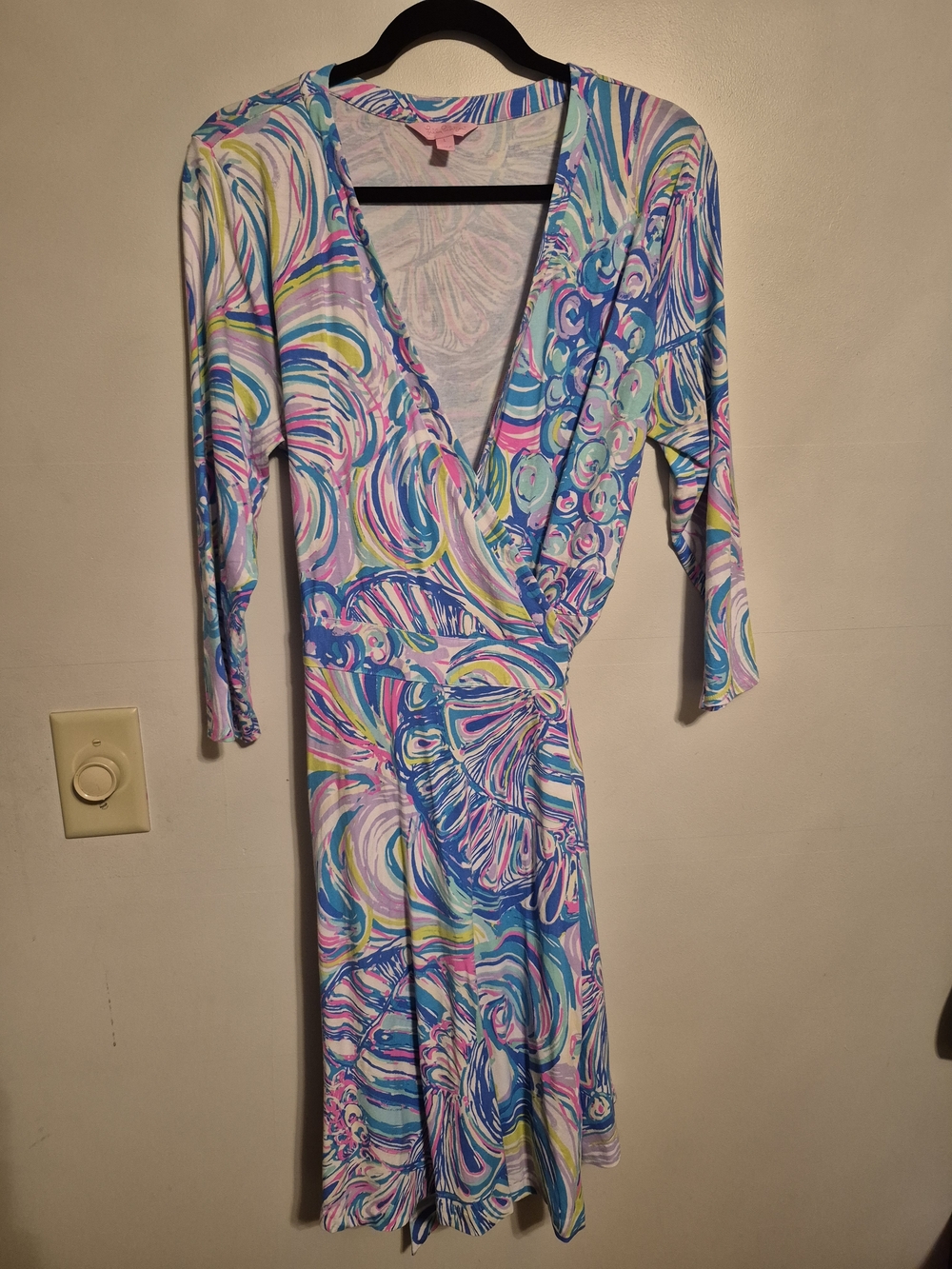 Lilly Pulitzer Multicolor Swirl Wrap Maxi Dress - Blue Pink Green White